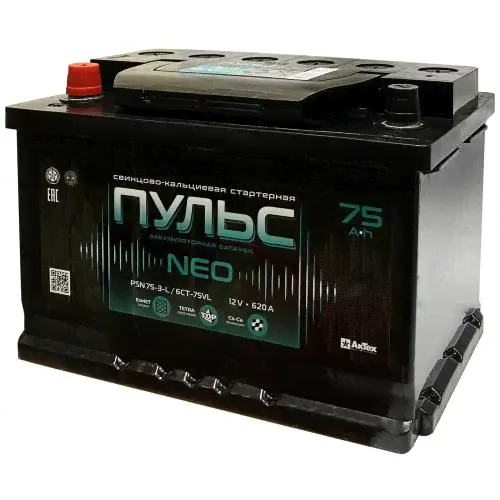 Аккумулятор АкТех Пульс NEO 75 А.ч Прямая полярность (278х175х190)