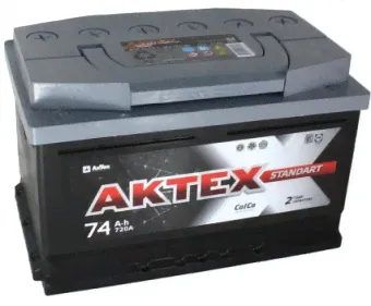 Аккумулятор АКТЕХ Standart 74 Ач, 720 А, низкий, обратная полярность-0